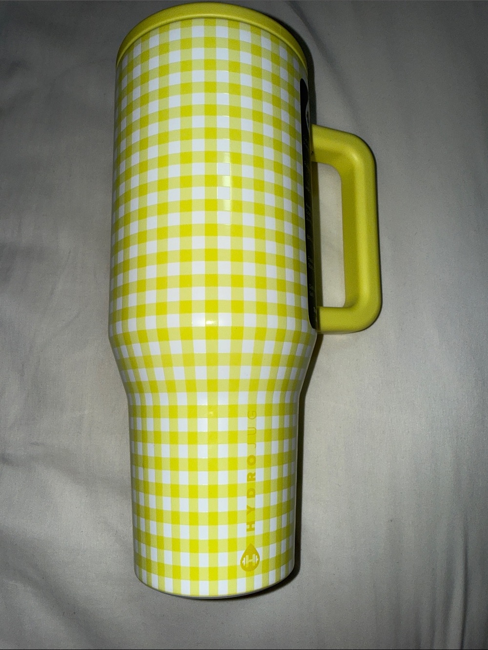 Hydrojug Yellow Gingham Travel Tumbler with Handle
